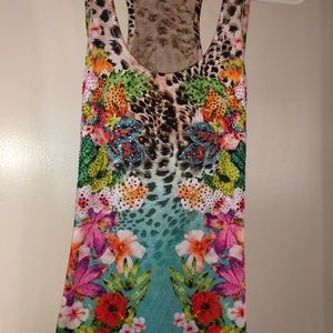 Racer back sequin, lace back tank